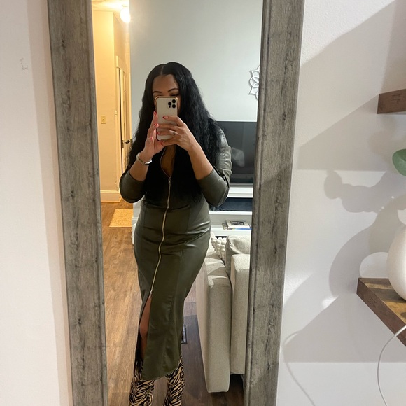 ZARA BLOGGERS FAV FITTED FAUX LEATHER DRESS - Picture 11 of 11